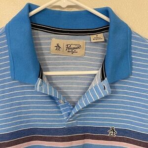 Original Penguin Light Blue Striped Polo Shirt